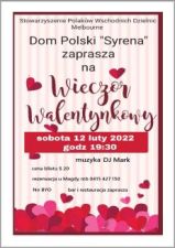 Walentynki i inne imprezy w Domu Polskim Syrena